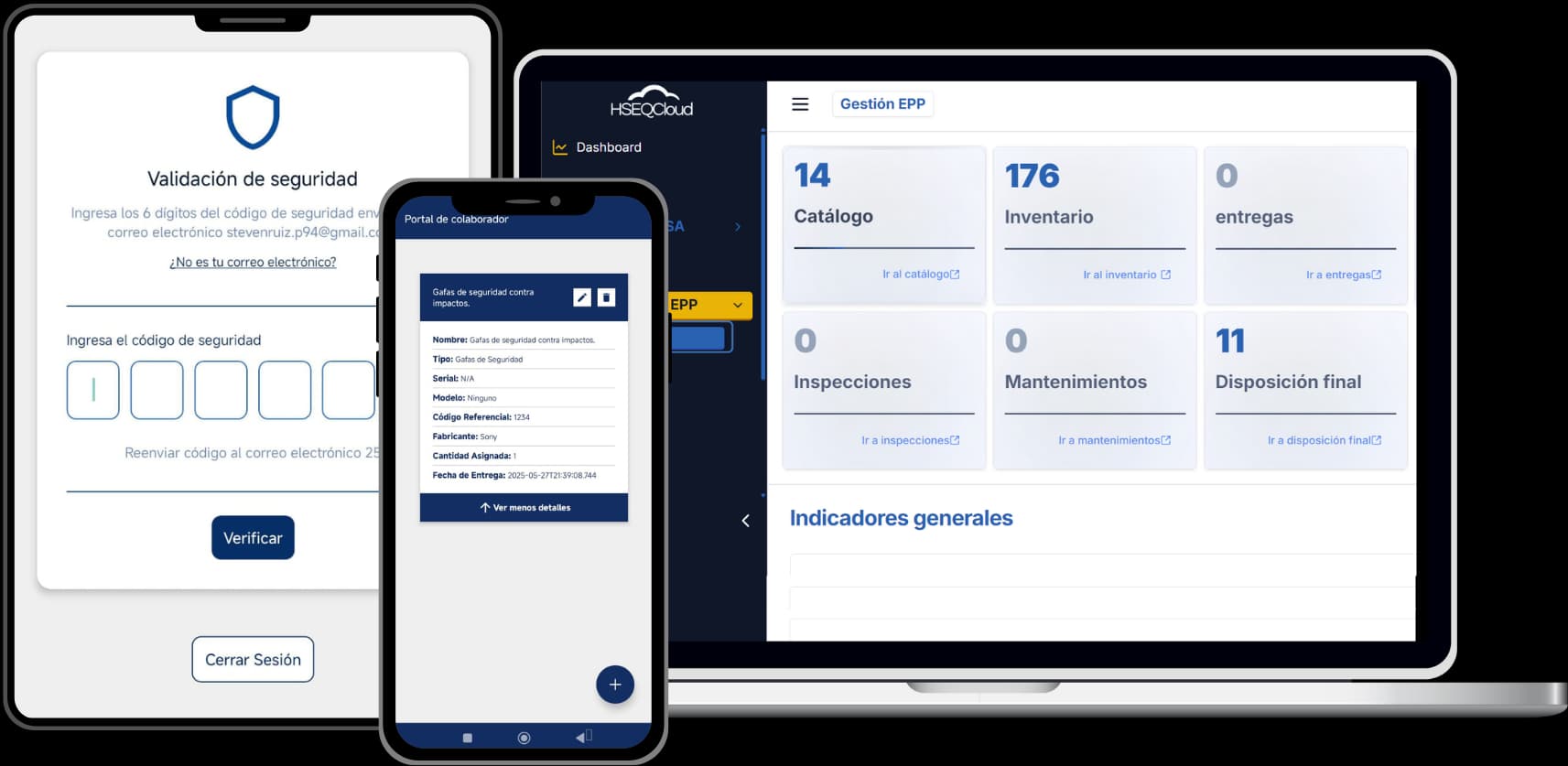 Dispositivos mostrando la aplicación HSEQCloud